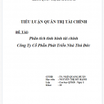Phân tích tình hình tài chính Công Ty Cổ Phần Phát Triển Nhà Thủ Đức (TIỂU LUẬN QUẢN TRỊ TÀI CHÍNH) 