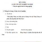 Đề cương luận văn tốt nghiệp cao học chuyên ngành kinh tế nông nghiệp